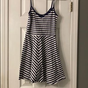 Blue and white striped dress